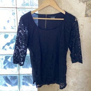 Lace Black Top with Elegant Flower Details